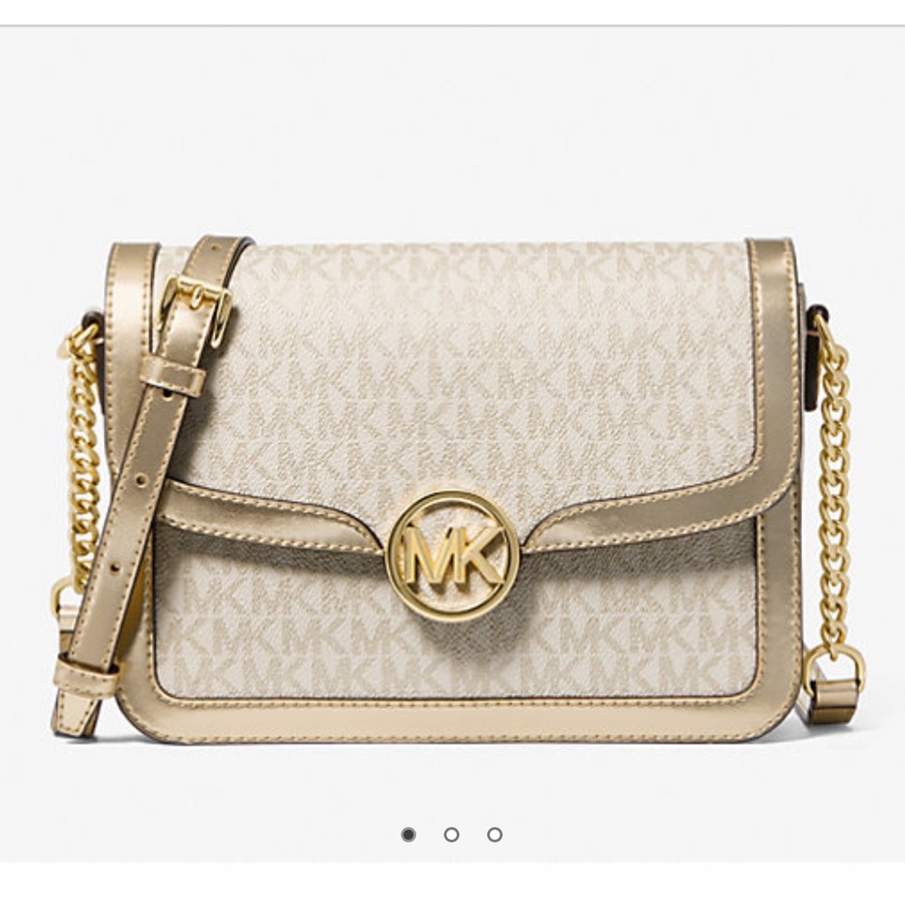 MK Medium Metallic Sig Logo Shoulder Bag NWT